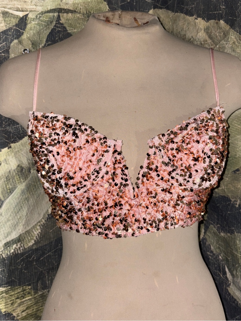 Anthropologie Eve Sequin Longline Bralette